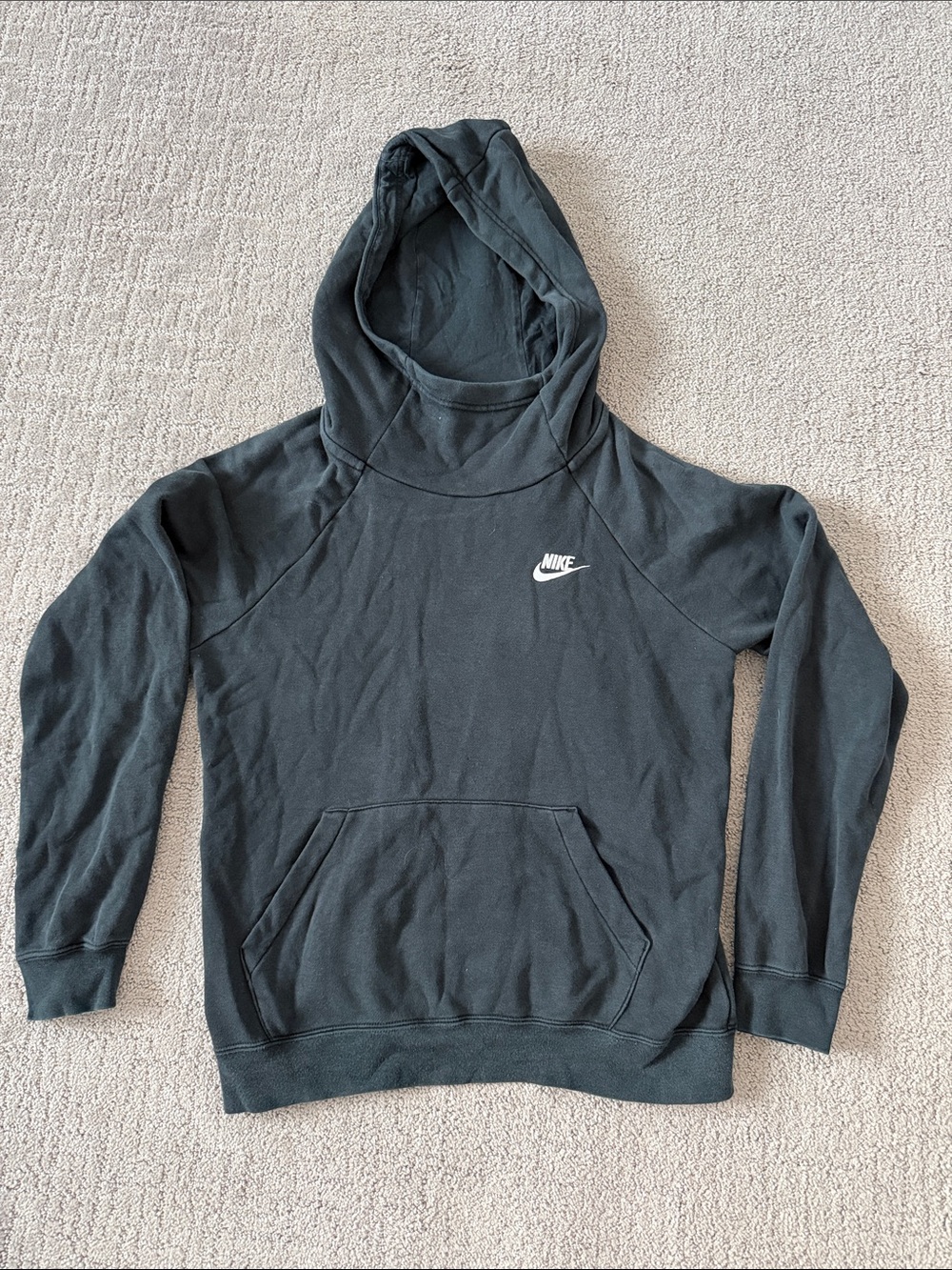 Nike Black Hooded Zip-Up Sweatshirt with White Swoosh